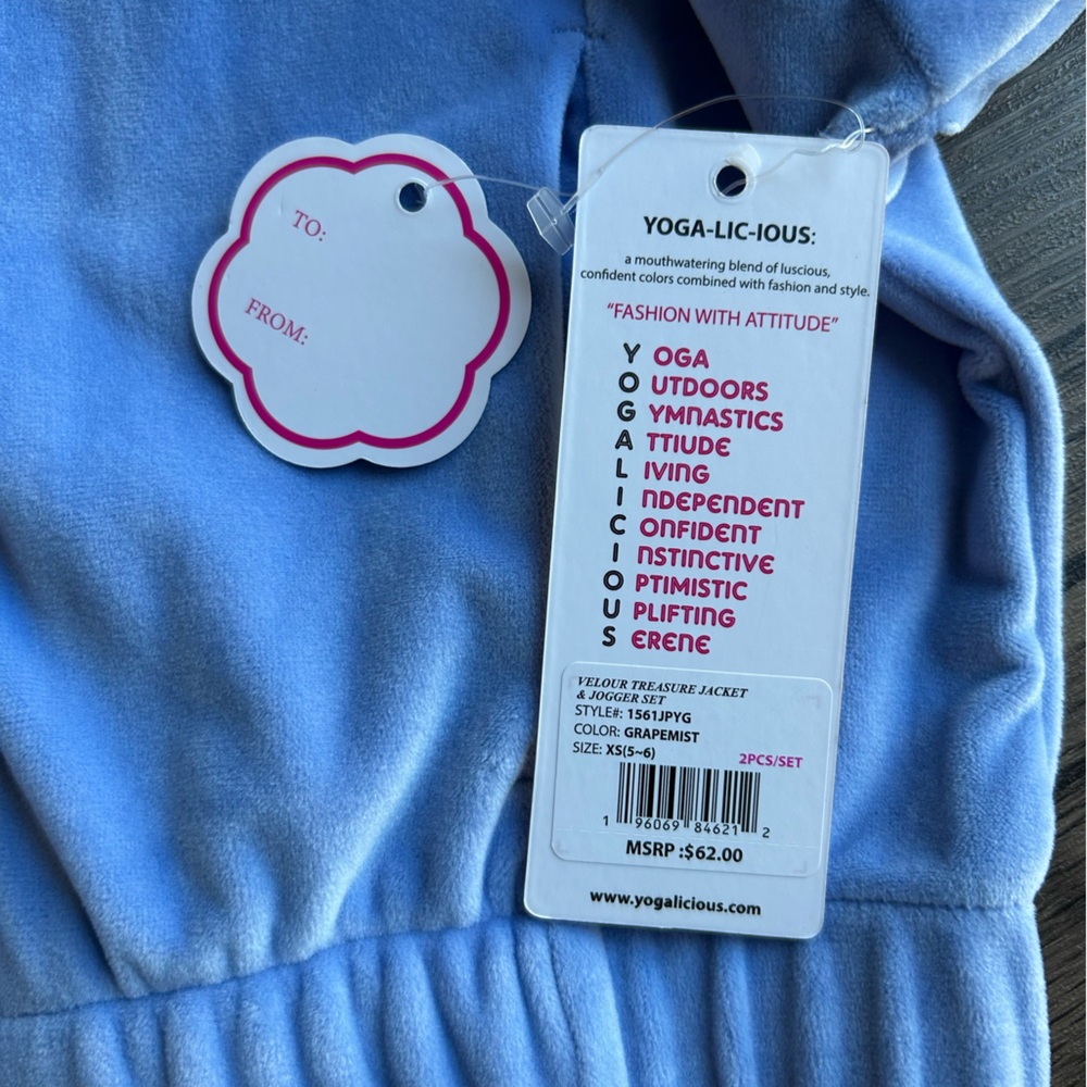Yogalicious 2-Piece Sweatsuit Set – Girls XS (5/6) – Baby Blue - NWT - Picture 6 of 7